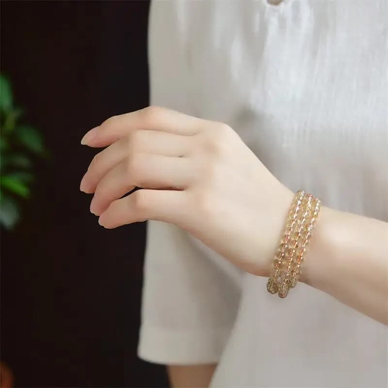 Bracciale a triplo cerchio brasiliano naturale da 5 mm, pietra preziosa liscia, gioielli curativi Reiki, cristallo energetico, regalo di festa, 1 pezzo