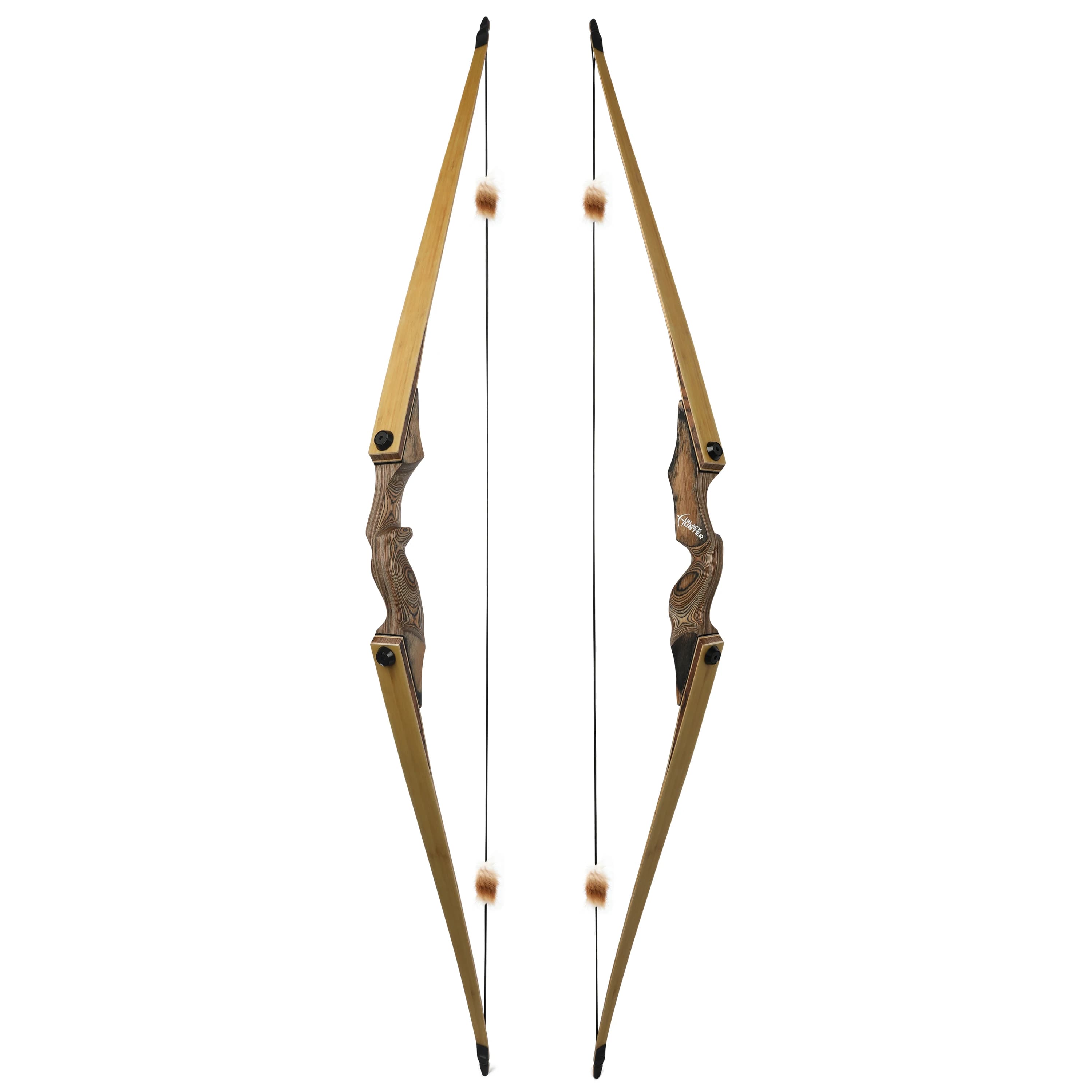 Set di Frecce per Arco Lungo con Riser in Legno e Flettenti con Anima in Bambù, Arco Smontabile 20-50 libbre, Ambidestro, per Tiro al Bersaglio e Caccia all'Aperto
