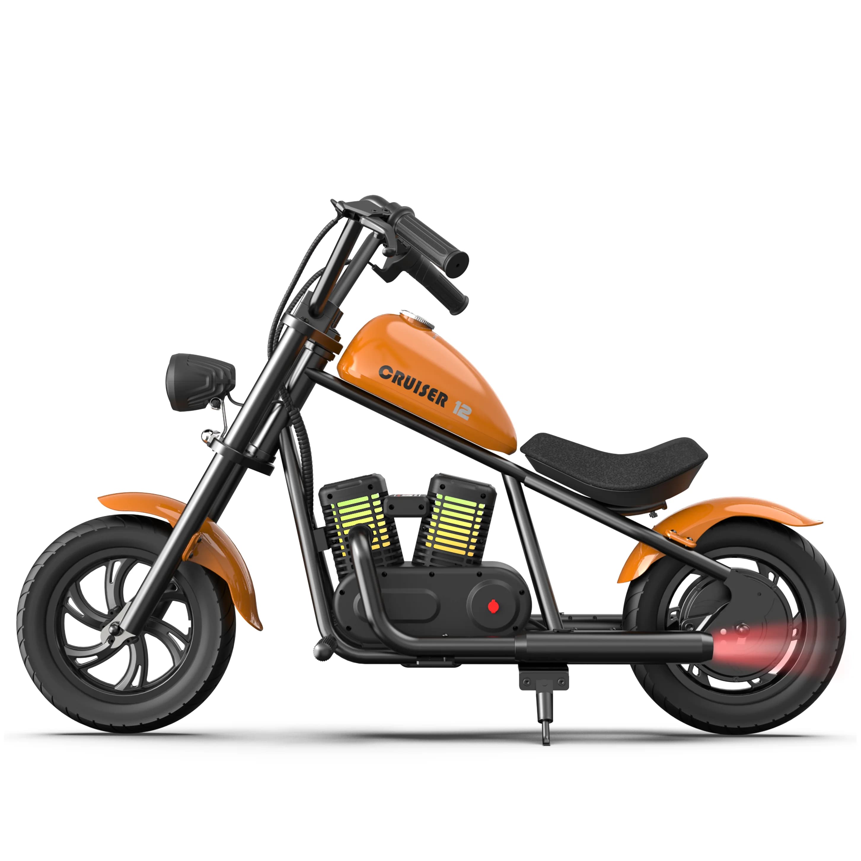 24V 160W Electric Chopper Cruiser with Bluetooth Speaker, 10MPH, 22.2V Lithium Battery, 12" Pneumatic Tires, Moto