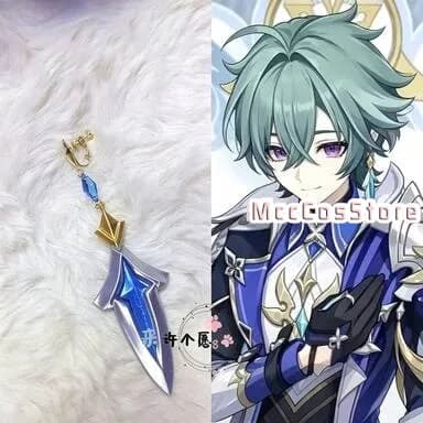 Nuovi Accessori Cosplay Genshin Impact Lohen Stampati in 3D, Orecchini e Collana, Accessori per Giochi di Ruolo, Decorazioni per Comic Con, Regalo di Halloween per Cosplayer