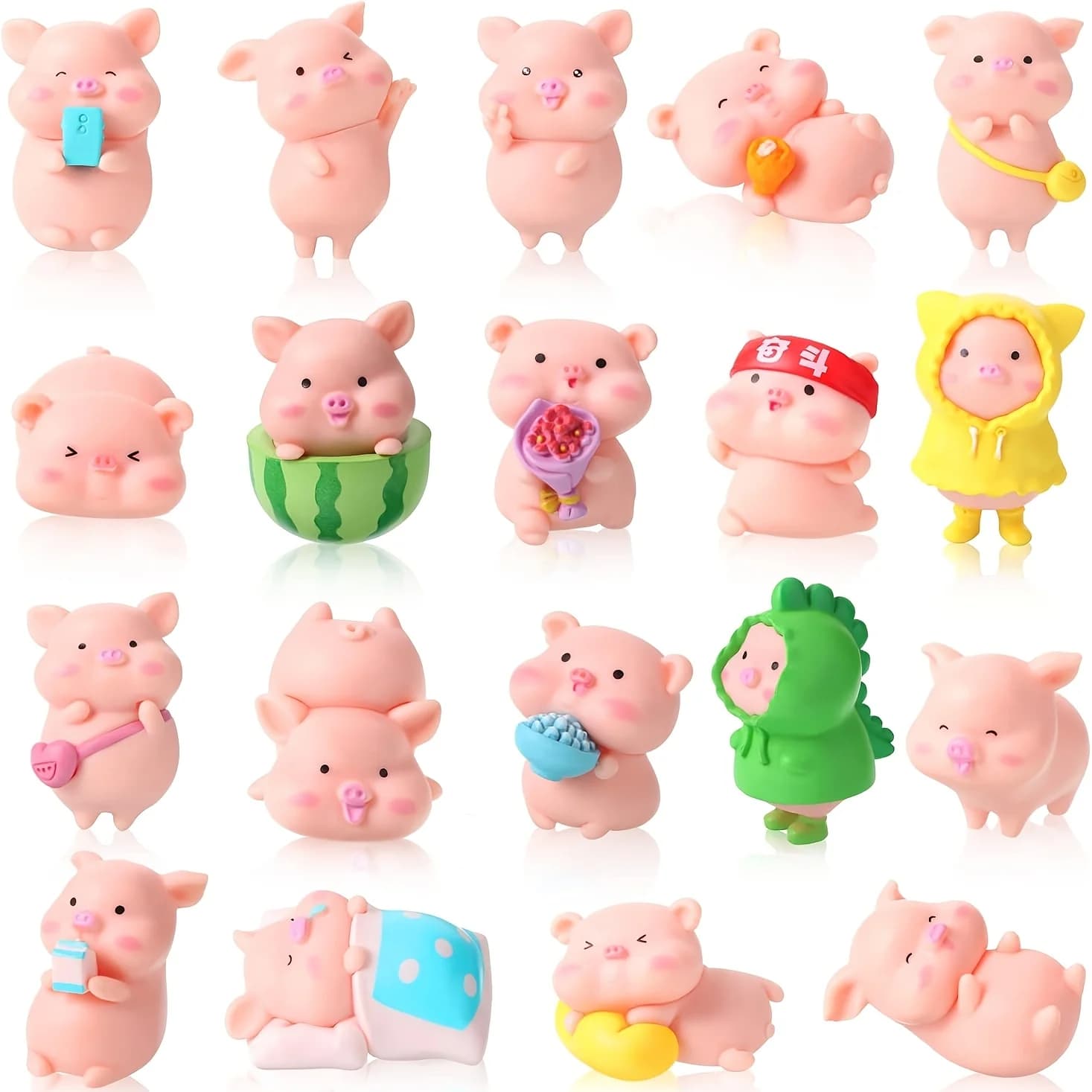 8 Mini Pig Statues, Different Cute Styles, Suitable for Outdoor Potted Plants Home Party Decoration Doll House Accessories Gifts