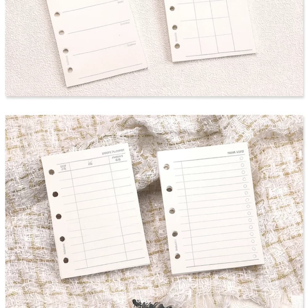 M5 A8 Loose Leaf Refill Paper 5 Hole Planner Insert Grid Blank Monthly Planner Journal Notebook Pages For Mobense Notebook