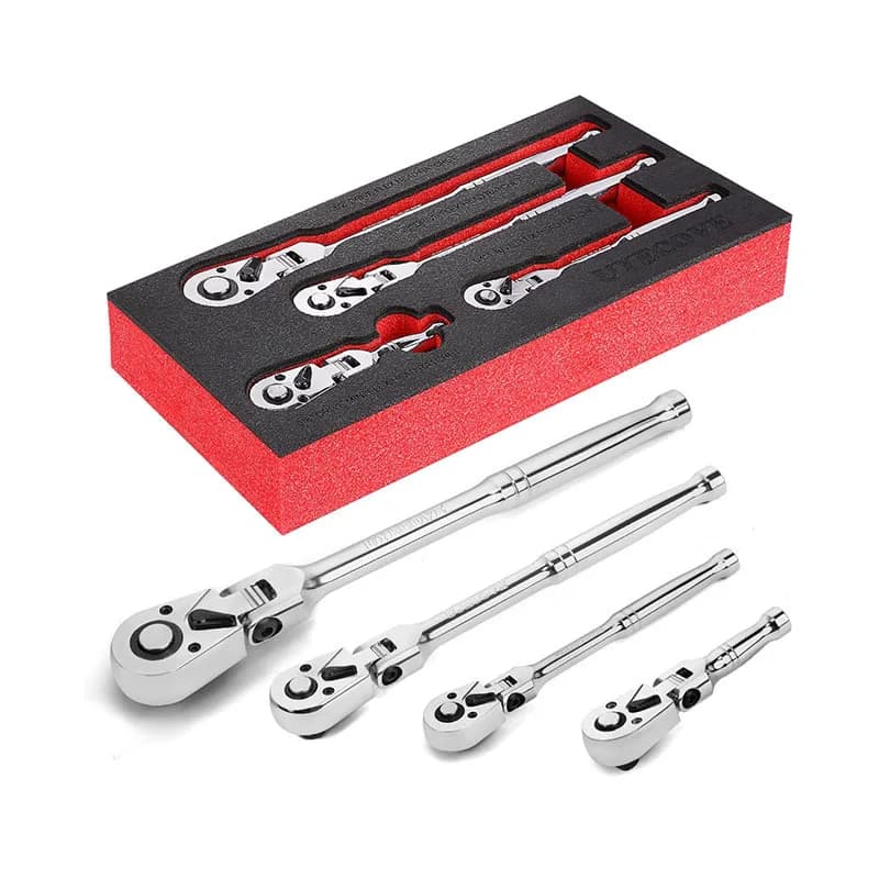 New design 4 pieces 72 dentate quick release belt flexible rotating head clique socket set of tools