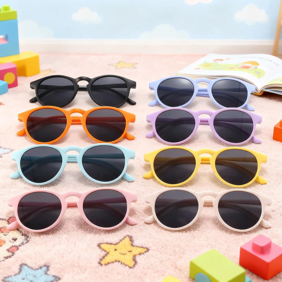2025 UV400 parasole da esterno e occhiali da sole con protezione per gli occhi, occhiali da sole per bambini alla moda multicolori