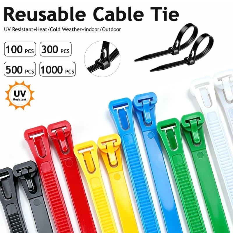Zipties UV Resistant Releasable Tie Wraps Heavy Duty Cable Zip Ties, Nylon Adjustable Fasteners Indoor Outdoor Household use