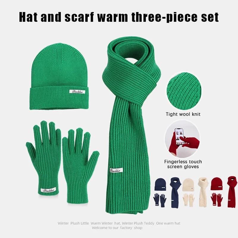 3 pezzi cappello invernale lavorato a maglia per donna sciarpa guanti set bordeaux confortevole morbido casual cappello caldo set set da equitazione antivento per esterni