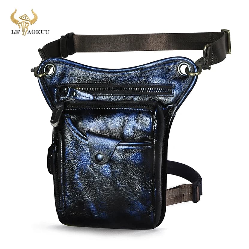 Borsa a tracolla a tracolla Messenger da viaggio con Design da uomo in vera pelle spessa moda marsupio marsupio borsa a tracolla per gamba borsa per telefono 211-5