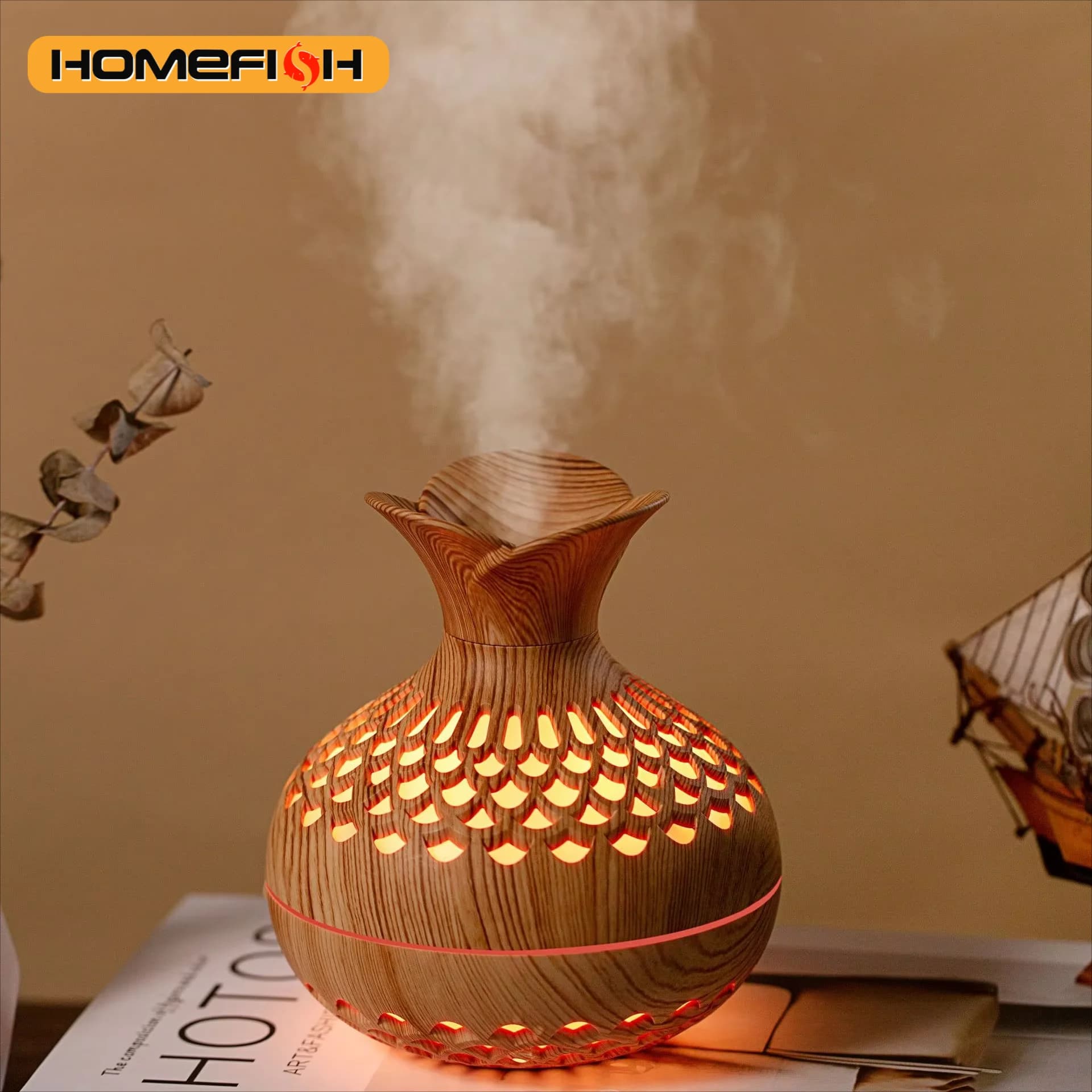HOMEFISH 300ml USB Mini Humidifier Usidiifier Table humidifier Cable-shaped humidifier with colorful night lights