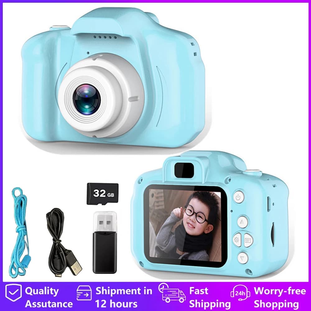 Children Digital Cameras 1080P HD Camera Video Toys 2 Inch Color Display Outdoor Camera SLR Camera Kid+TF Memory Card