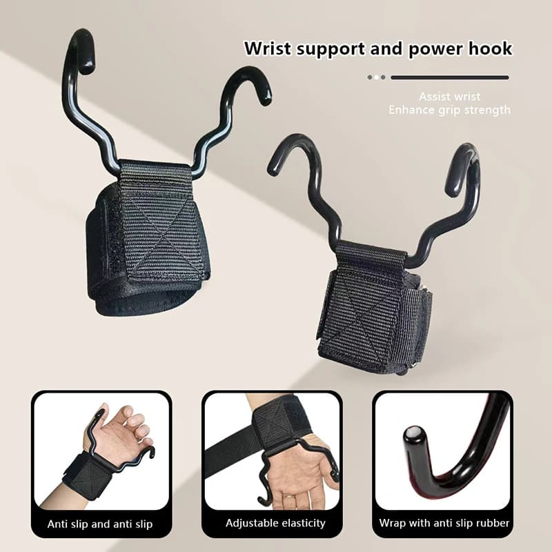 1/2-piece grips with extended steel hook straps lifting weights training for strength gym gloves support for fitness wrist strap lifting hook for tractions