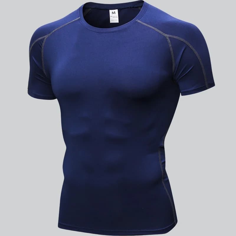 T-shirt Estiva a Maniche Corte ad Asciugatura Rapida da Uomo, Elastica per Fitness, Corsa, Compressione, Palestra, Allenamento, Bodybuilding