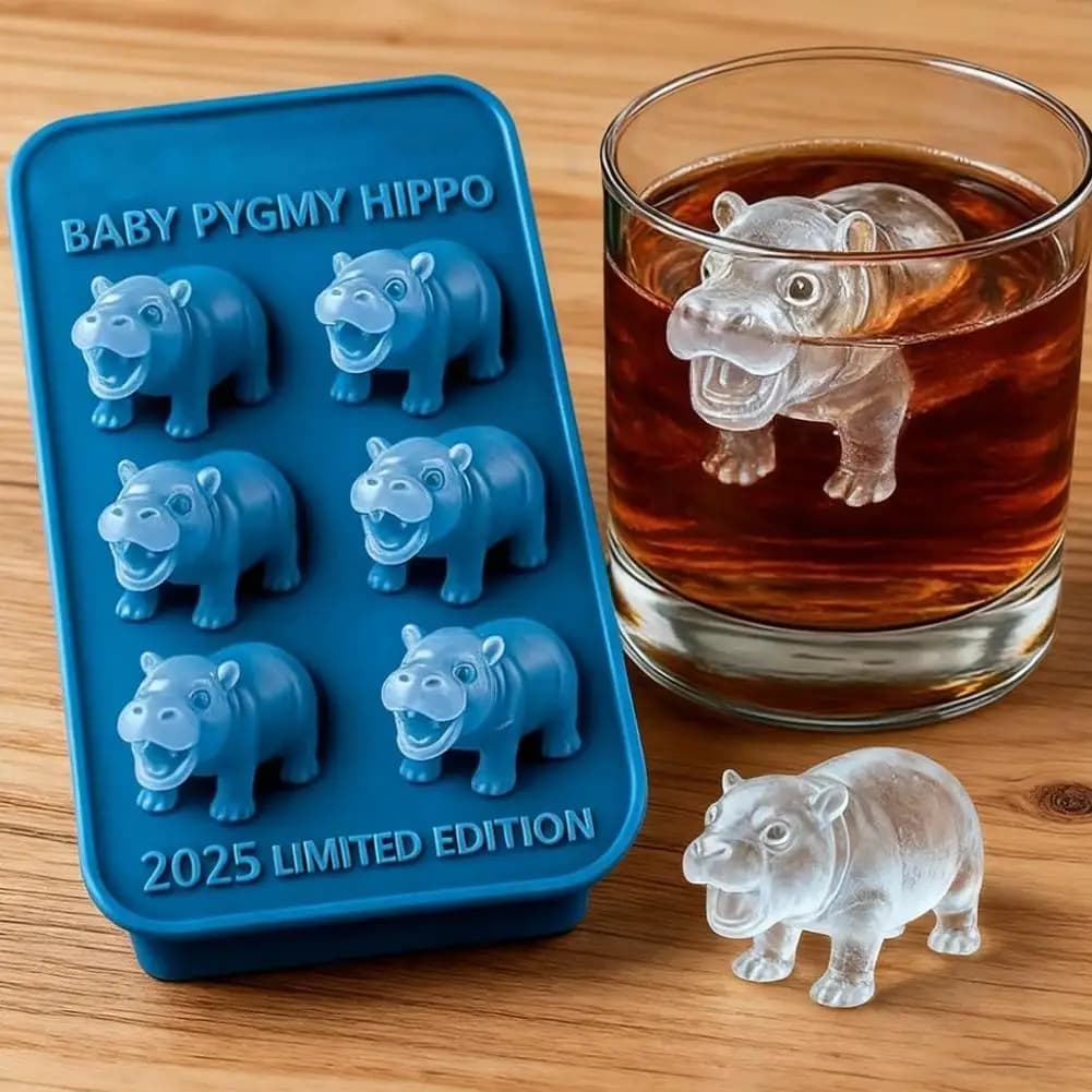 Stampo per ghiaccio per ippopotamo pigra, stampo per ippopotamo, vassoio per cubetti di ghiaccio in silicone a 6 scomparti, bevande per feste e fai da te
