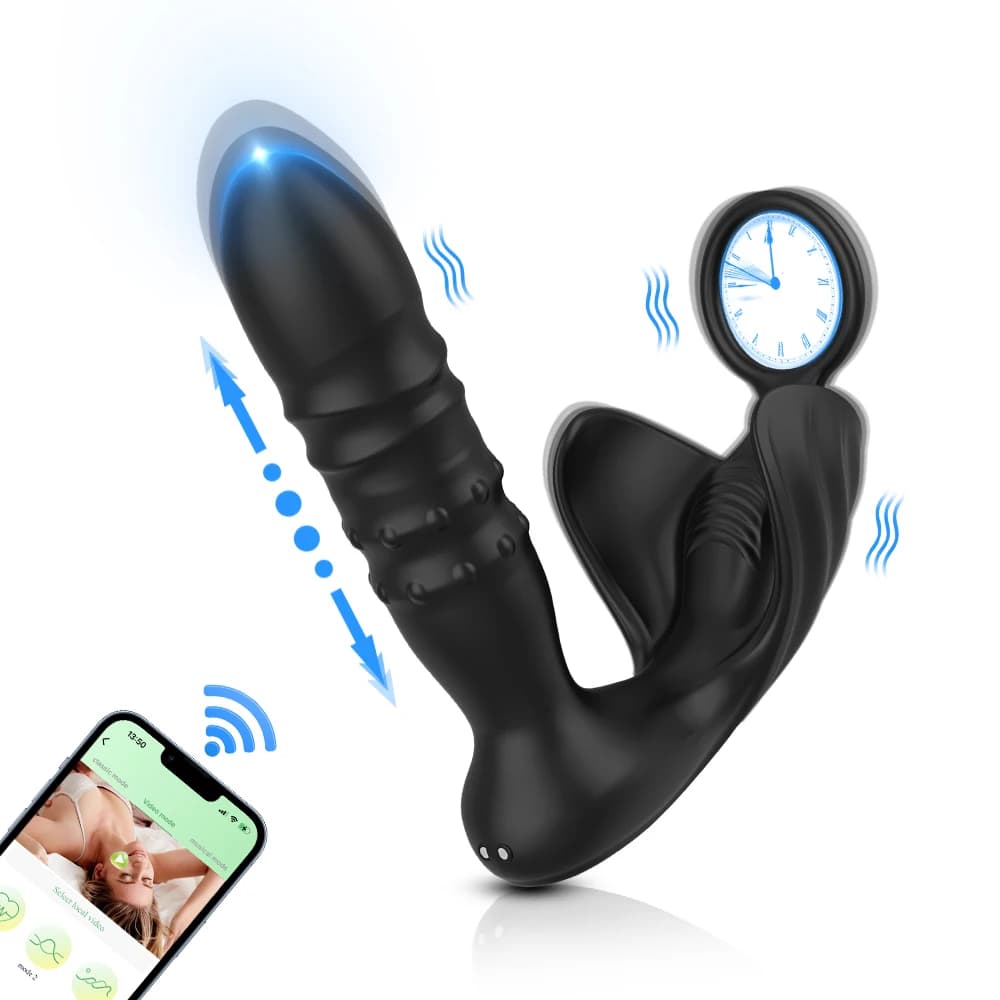 APP Controllo Telescopico Massaggiatore Della Prostata Maschile Vibratore Anale Butt Plug Stimolatore Doppio Anello Del Rubinetto Giocattoli Del Sesso per Gli Uomini Coppie Gay 18+