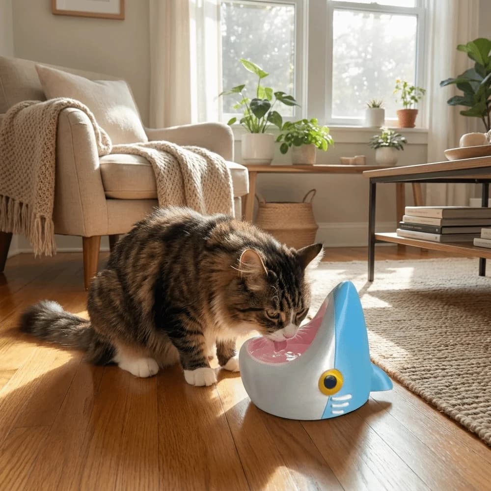 Plastic 3D Printing Shark Cat Bowl Anti-Tip Detachable Shark Pet Food Bowl Anti-Slip Cartoon Dog Water Bowl Kitten Feeding
