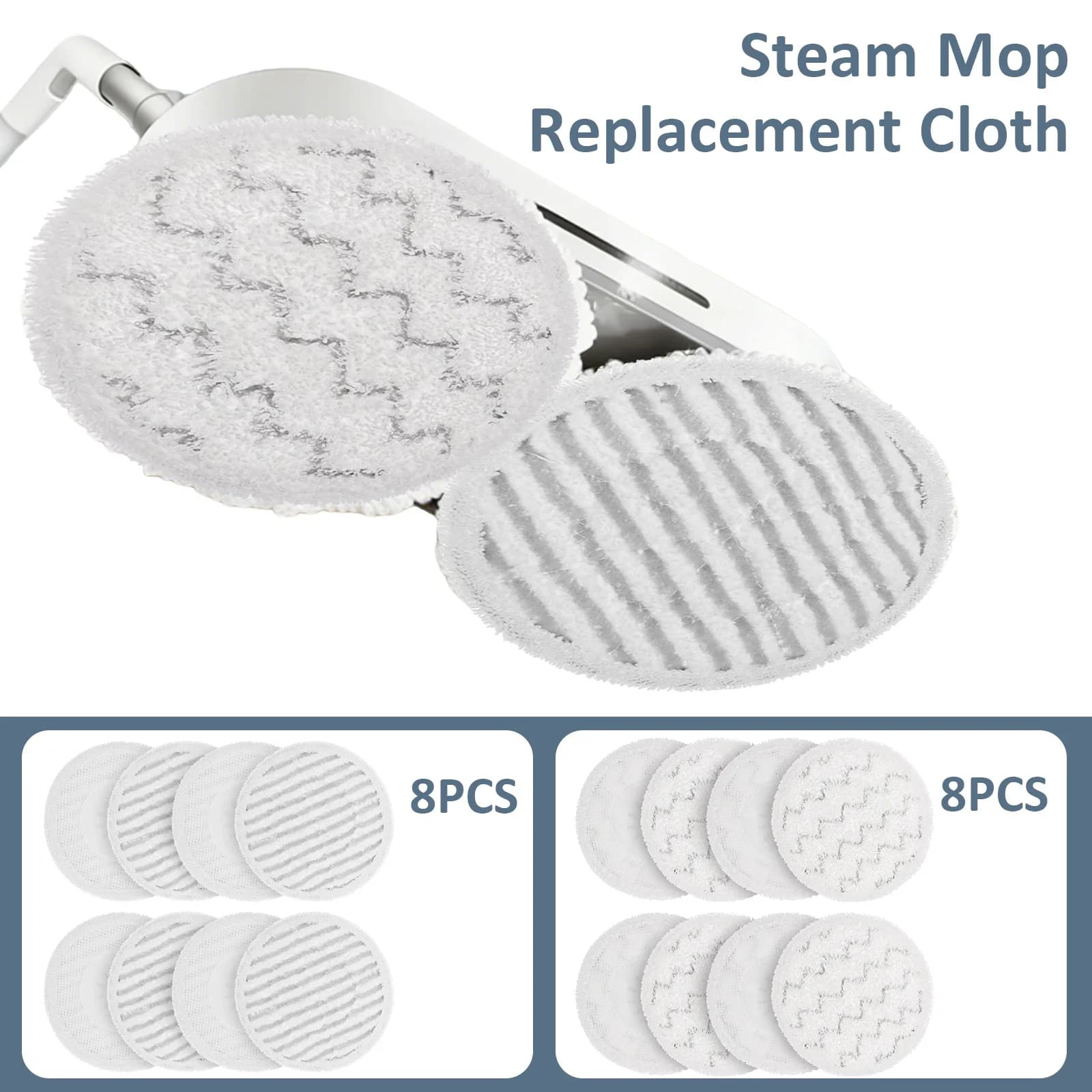 8Pcs Replacement Steam Mop Pad Round Water Absorbing Steam Cleaning Pad Accessories for S8201 S8001 S7201 S7000 S7005 XKITP7000