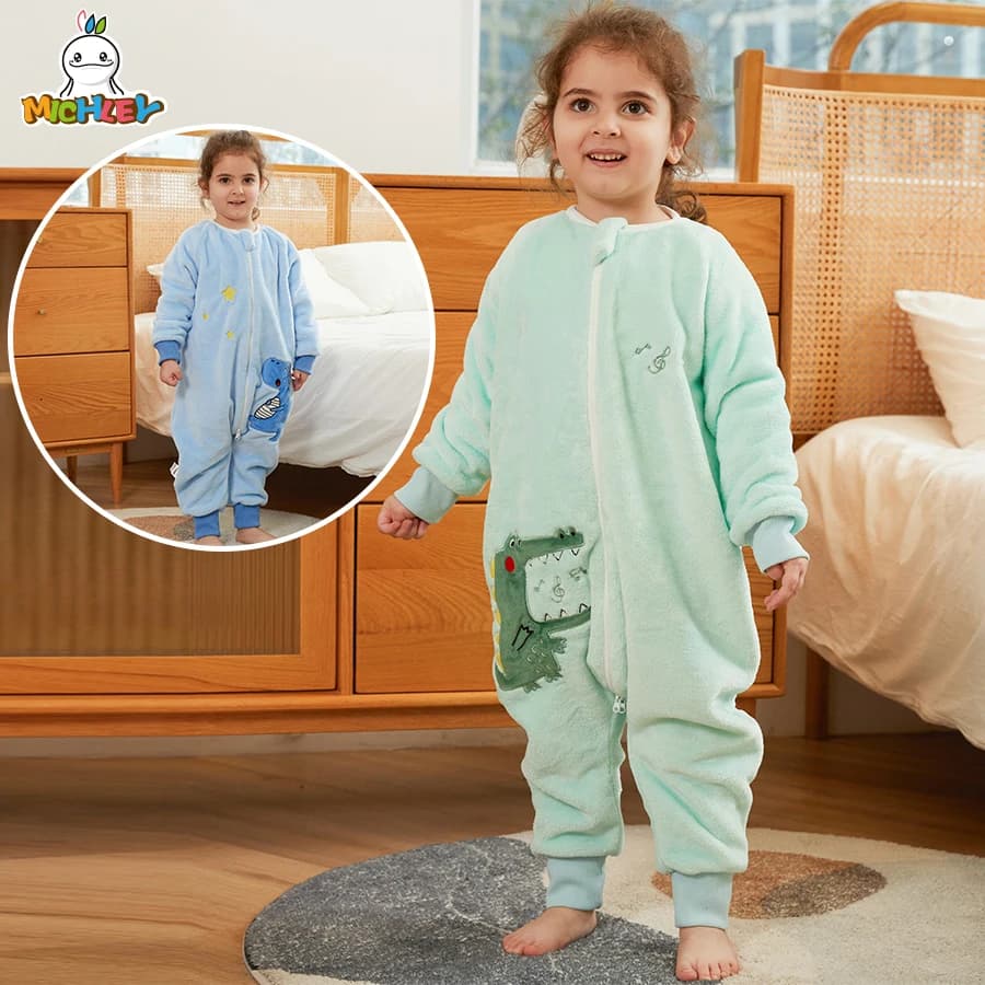 MICHLEY Cartoon Gufo Sleeping Bag for Kids Nice Flannel Sack Warm Thickness Nightwear Wearable Cover Body 1-6T Gifts