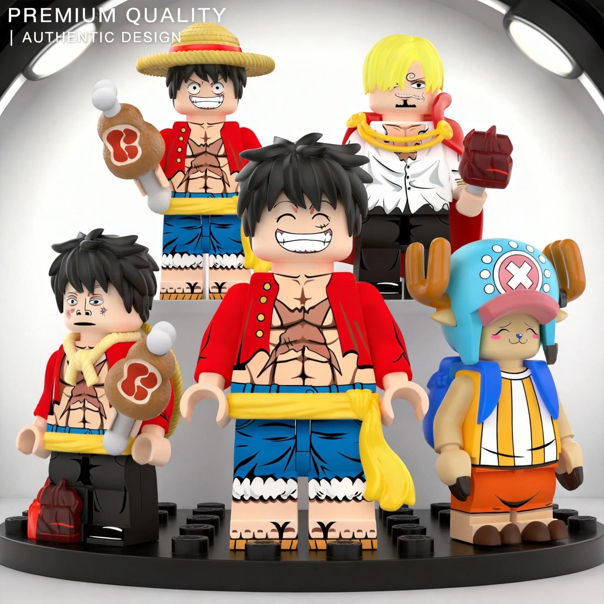 Minifigure One Piece Compatibili con Lego - Giocattoli da Collezione con Articolazioni Mobili di Luffy/Sanji/Chopper, Personaggi Anime, Idea Regalo