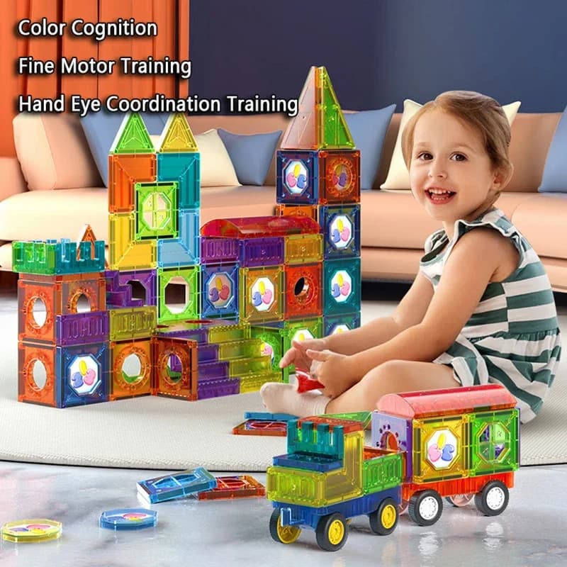 Piastrelle magnetiche Blocchi di costruzione Giocattoli per bambini Magneti fai-da-te Piastrelle di costruzione Giocattoli sensoriali educativi Giochi Montessori per bambini