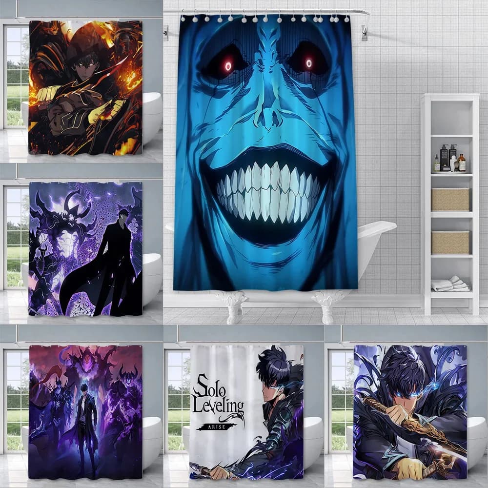 Intense Anime Character Bath Curtain -High-Quality Waterproof and Mildew-Proof Bathroom Decor for a Dramatic,Comic-Inspired Home