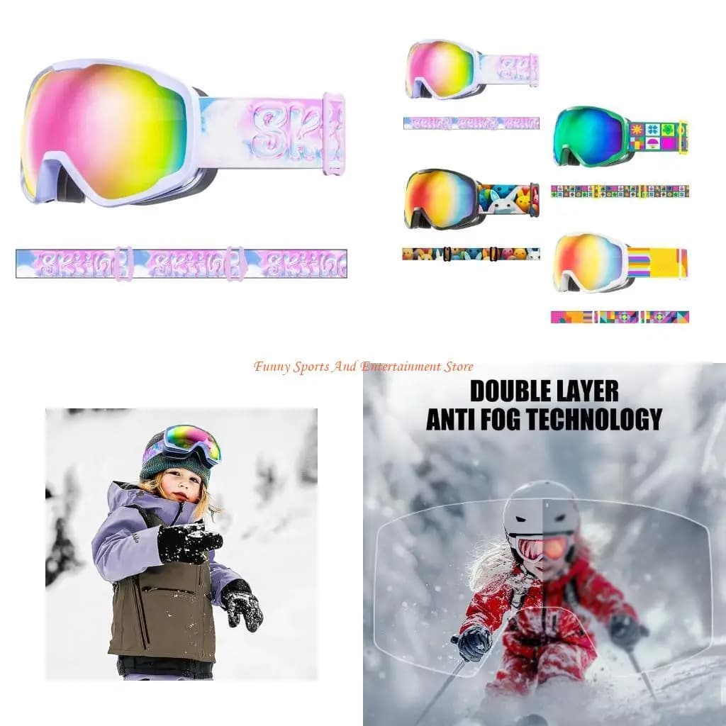 C4DE Occhiali da sci per bambini da neve Occhiali da sci per sport all aperta antivento per 3-15 anni Ragazzo Ragazza da