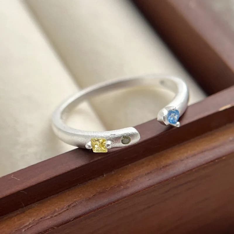 925 Sterling Silver Rings For Women Simple Minimalist Colorful CZ Open Finger Ring Fashion Band Female Bijoux Birthday Gift