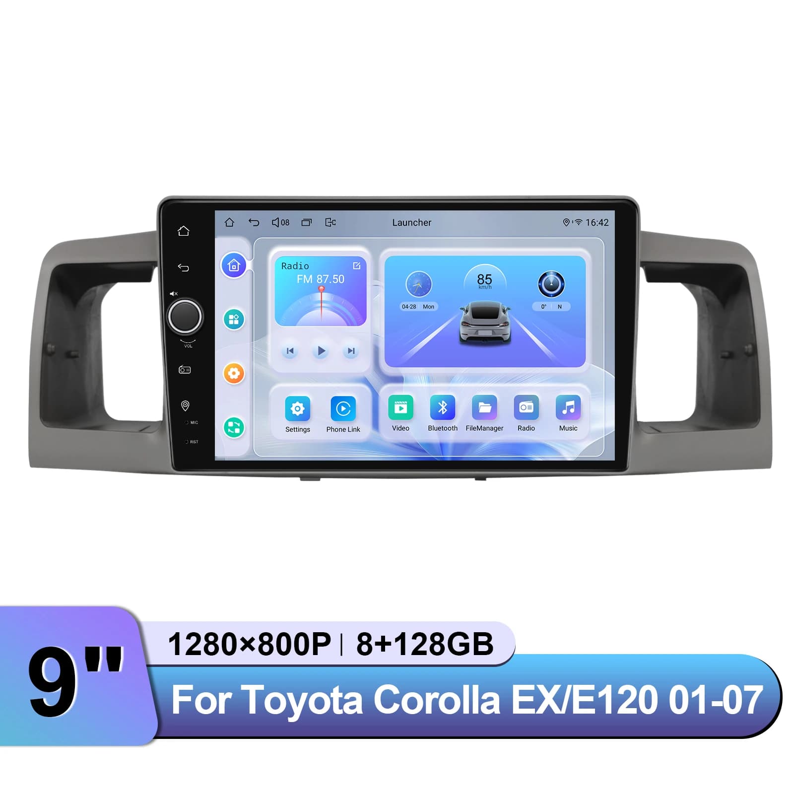 Autoradio Plug&Play per Toyota Corolla EX/E120 2001-2007 con CarPlay/Android Auto, Mantiene Amplificatore JBL e Controlli al Volante