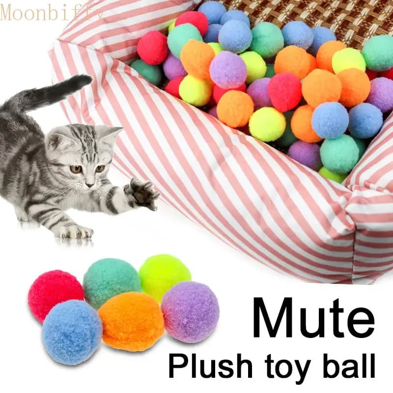 10/20/30 pezzi giocattoli colorati per gatti giocattoli divertenti per gatti palla da masticare peluche elasticizzato strumenti di intrattenimento pom cucciolo di animale domestico prodotti interattivi per animali domestici