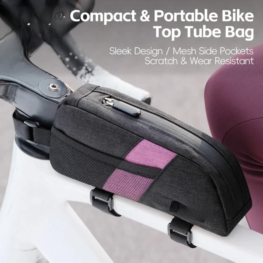 Pratica Borsa da Bicicletta per Tubo Superiore 0.9L, Borsa Portatile Resistente all'Usura per Telaio Bici, Borsa da Ciclismo Stabile con Cinghia a 3 Punti, Accessori per Bici