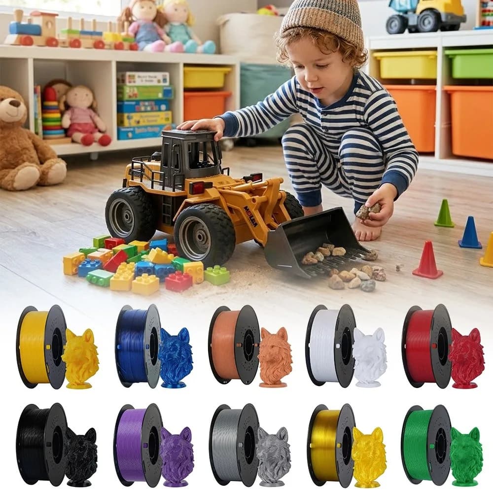 Filamento PETG 1,75mm per Stampante 3D, Materiale PLA ad Alta Resistenza per Stampa 3D, Bobina da 1KG per Progetti Fai-da-Te, Consumabili per Stampanti