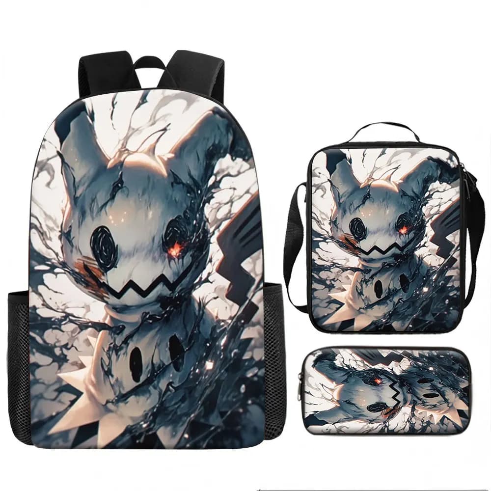 Kids Bag Mimikyu 3pcs Backpack Set Ghostly Art School Bags for Children Lightweight Travel Luggage with Lunch Box Pencil Case