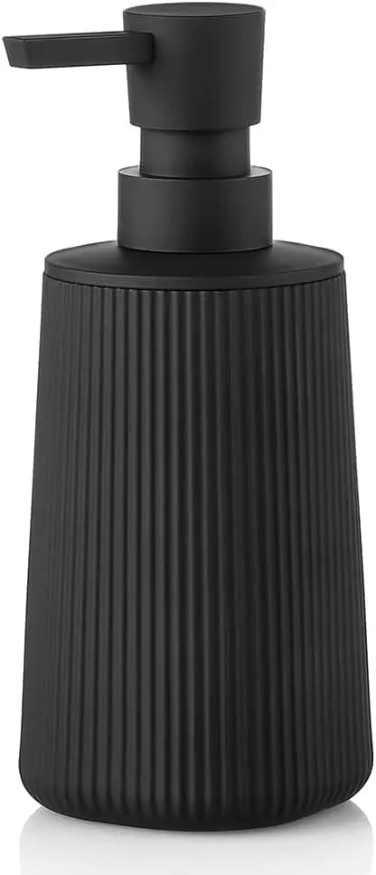 Dispenser di sapone in plastica con pompa, design moderno a righe in stile rustico da 8,5 once per piano di lavoro di cucina e bagno