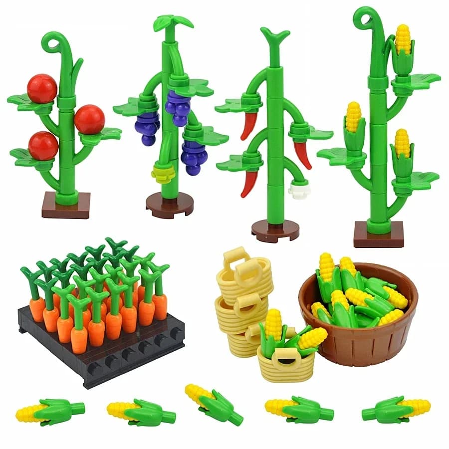 MOC Orchard Farm Bricks Corn Grape Chili Berry Garden Pepper Plant City Scene Educational Building Blocks Assembled Toys