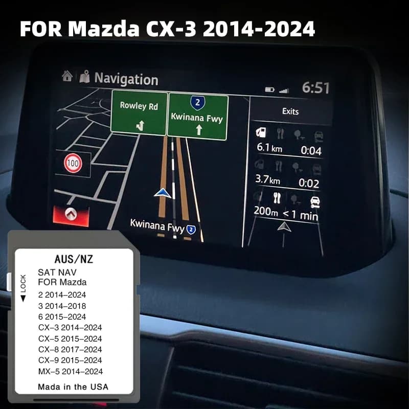 Compatibile con Mazda CX3 2014-2024 Aggiornamento del veicolo 2024 Australia Mappe della Nuova Zelanda Scheda SD GPS Connect 1 Sistema di navigazione