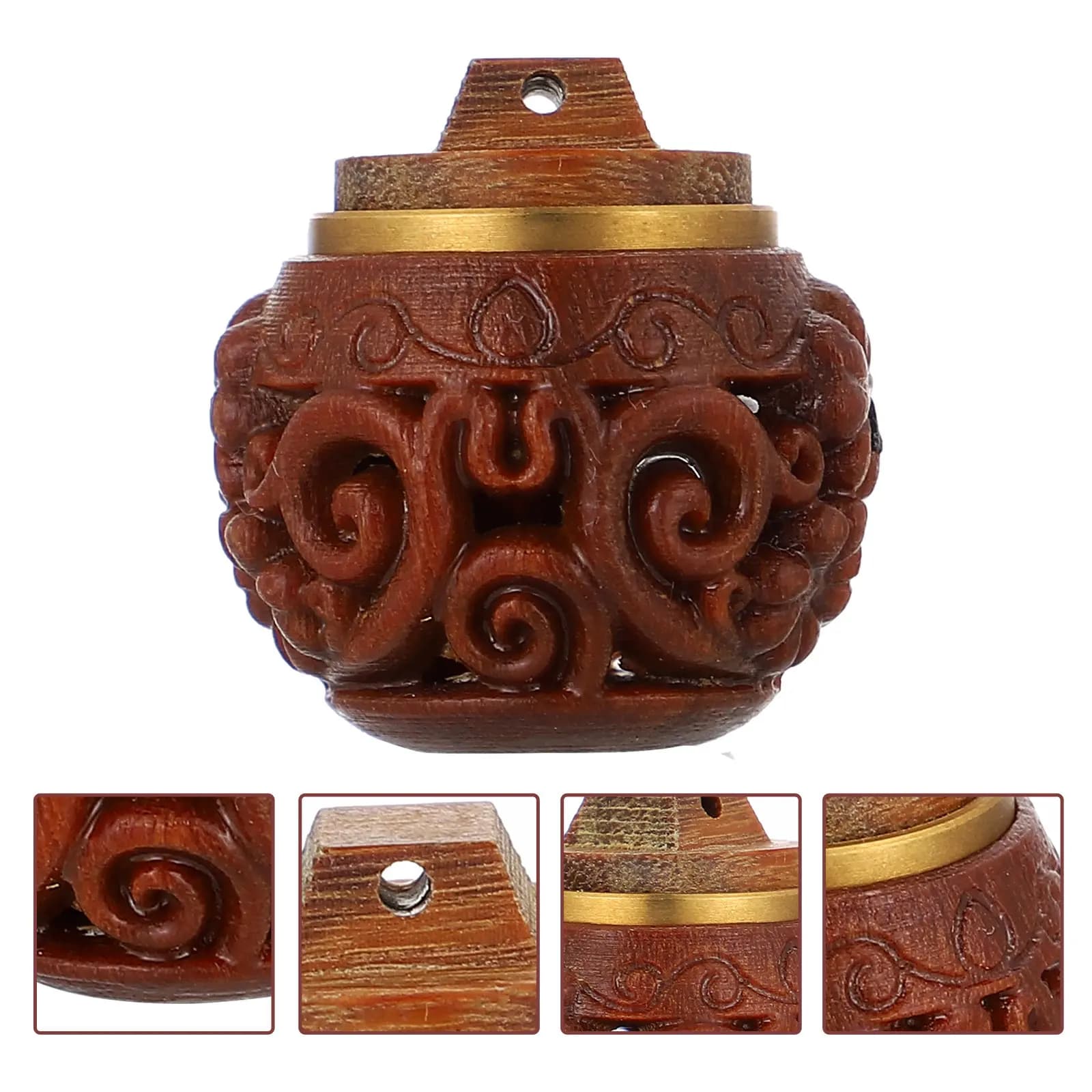 DIY Small Wooden Pendant Hollow Sachet Box Aroma Diffuser Keyring Backpack Decor Natural Wood Lightweight Portable DIY Bag