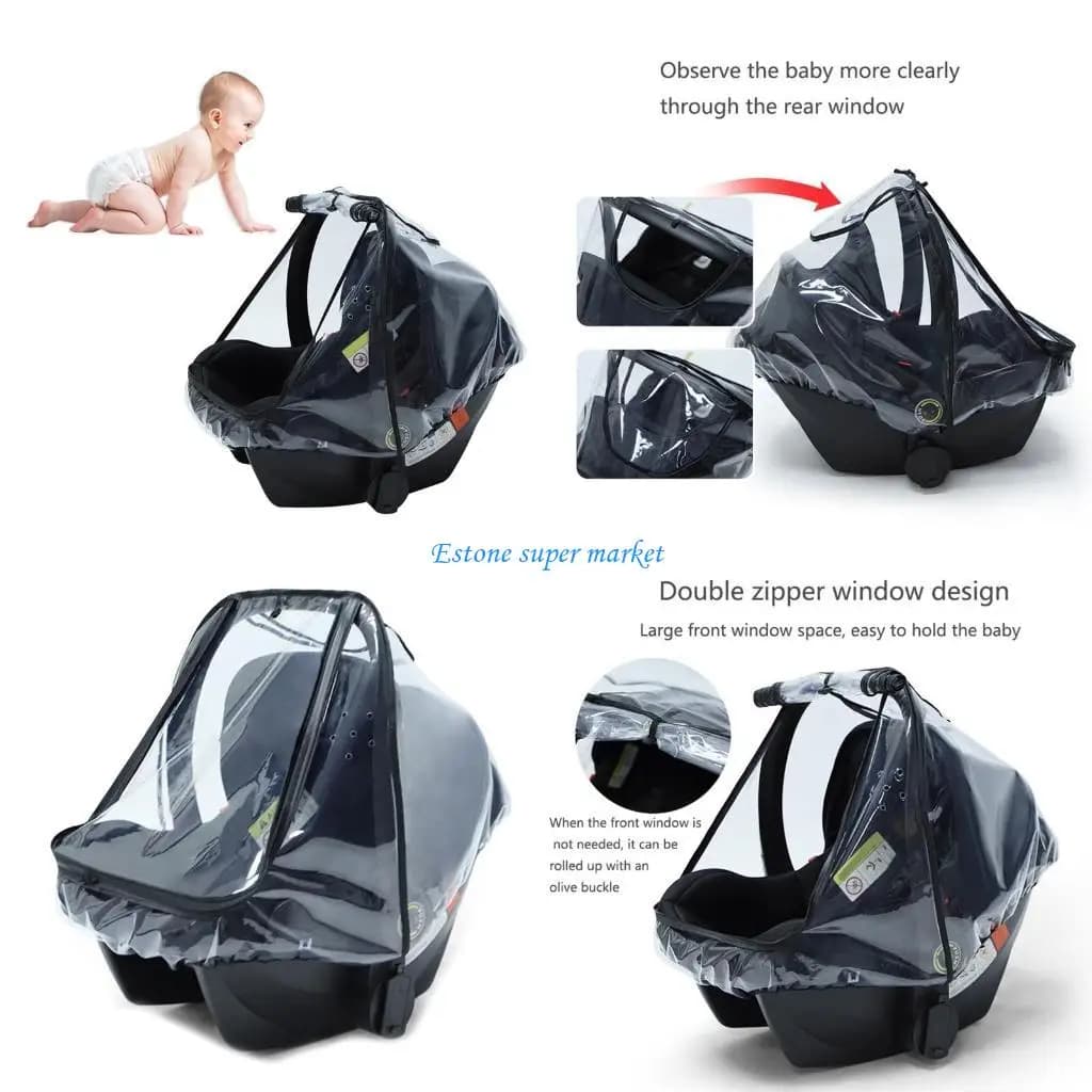 090B Auto per bambini per seggiolino Parapioggia Passeggino EVA per uso alimentare Scudo meteorologico Impermeabile antivento