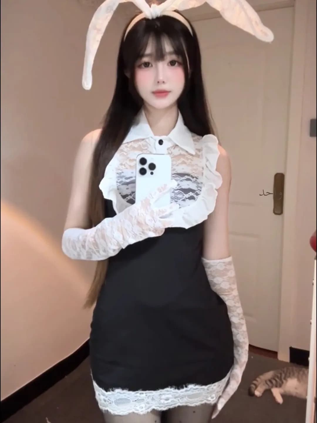 Sexy Cute Rabbit Girl Uniform Set Winter Pure Desire Role-playing Temptation Dress Fashionable Two-piece Polyester Lace