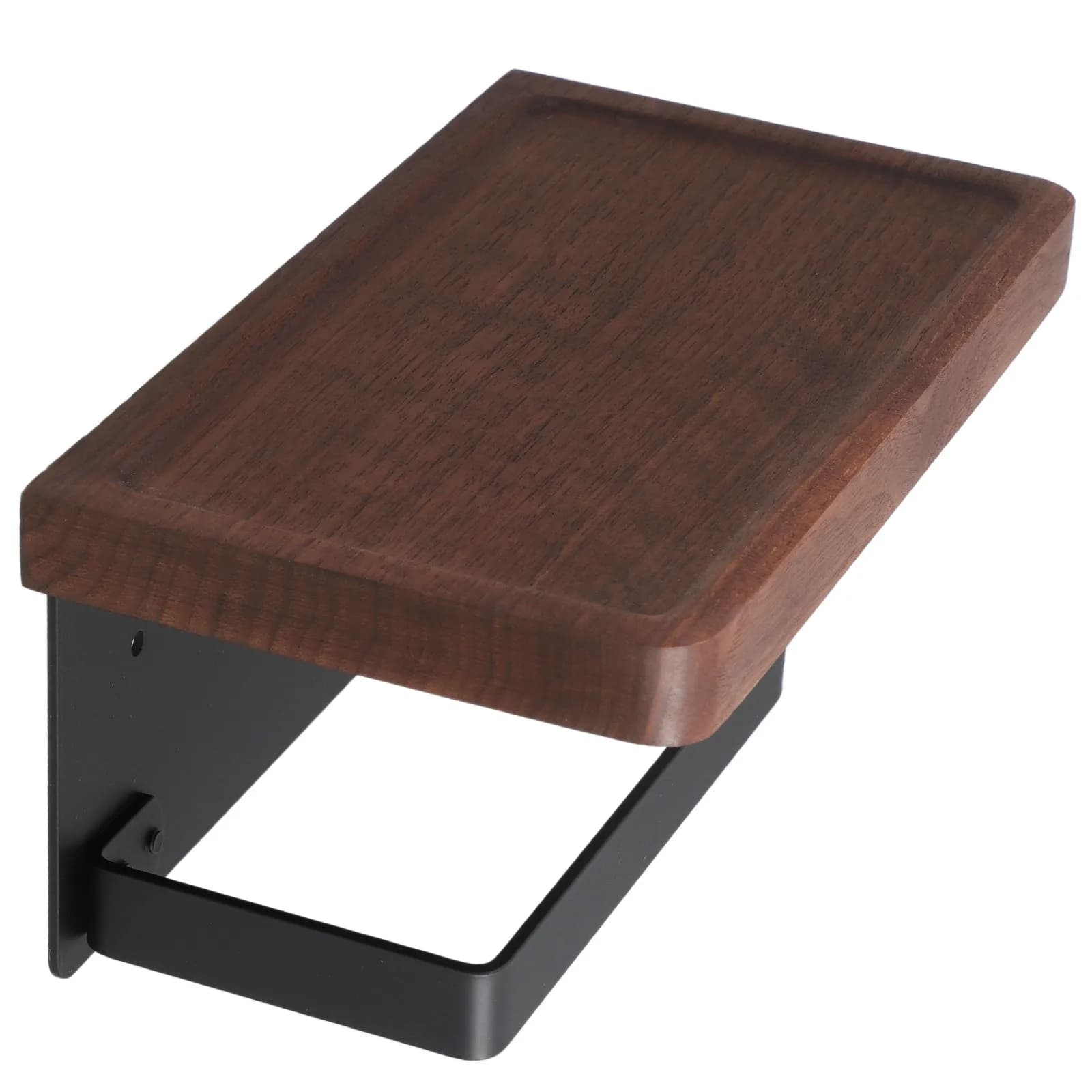 Portarotolo da Parete in Legno con Mensola per Bagno e Cucina, Porta Carta Igienica Resistente in Acciaio Inossidabile e Solido