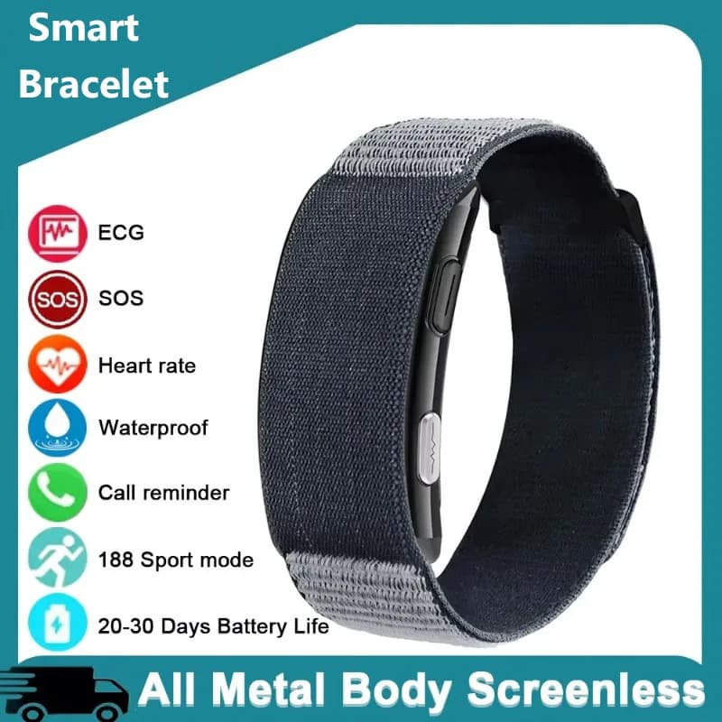 VITRO NO Screen Light Smart Bracelet ECG SOS Heart Rate Blood Pressure Sport Fitness Smartwatch Without Waterproof Screen