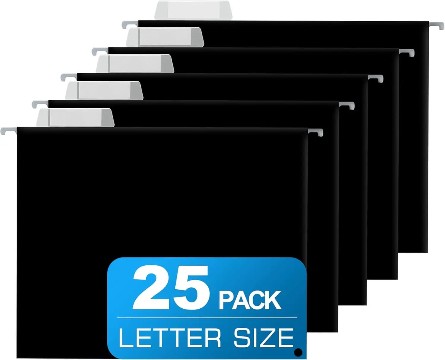 25 Pacchetti di Cartelle Sospese, Formato Lettera Nero, con Linguette Regolabili per Archivio, Ufficio, Scuola, Casa