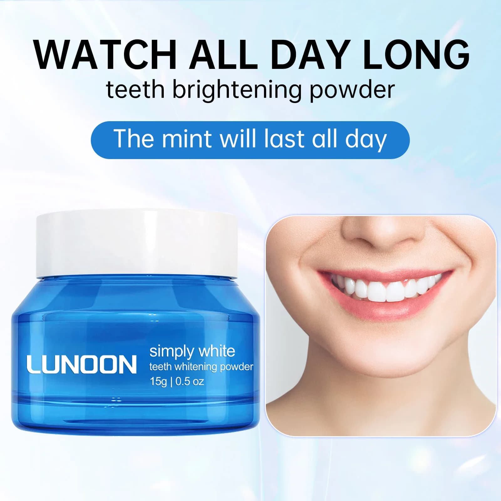 Purple whitening powder for teeth cleaning - Effectively removes stains, refreshes breath and improves oral hygiene for a bright smile.