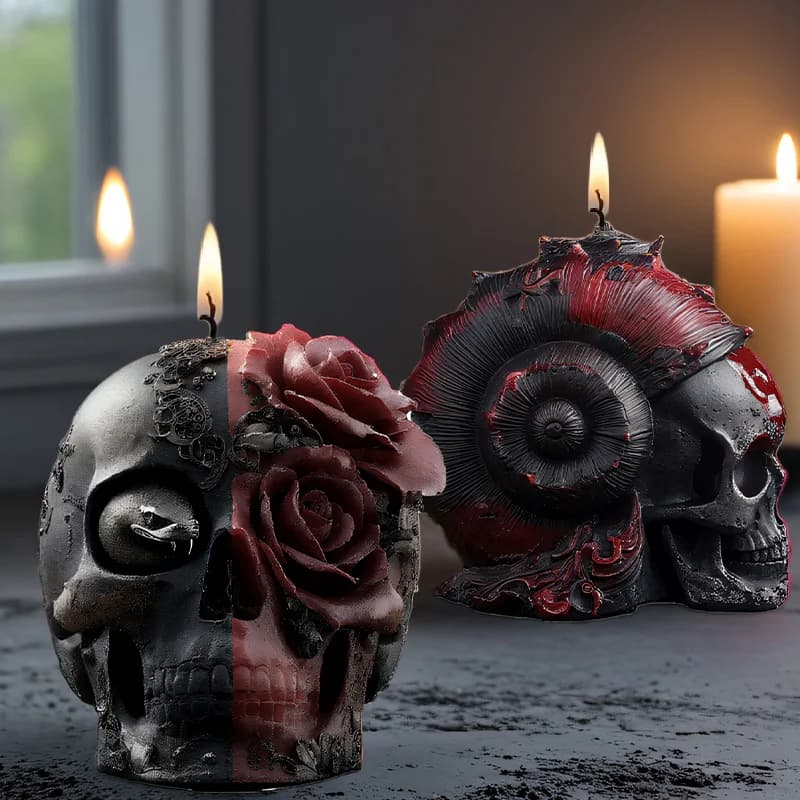 Stampo per candela con teschio di Halloween, candela con teschio 3D con trama fresca, durevole e riutilizzabile, utilizzata per l'atmosfera decorativa di Halloween