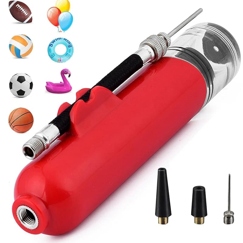 Pompa ad aria portatile per palloni con supporto per tubo e 3 aghi extra per calcio, basket, pallavolo, pilates - Resistente