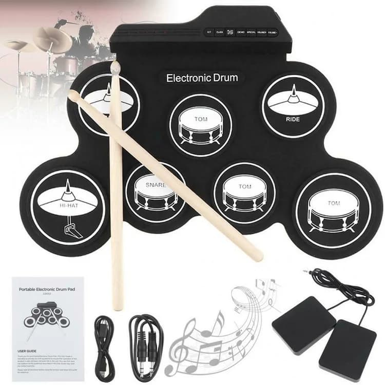 High Quality Silicon Drum Pad Electric Drum Kit Professional Electronic Set Roll up Electronic Drum Set Musical Instrument