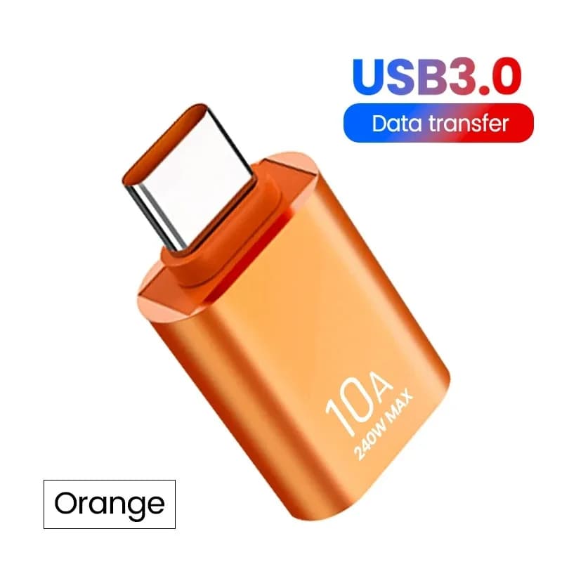 OTG 10A Adapter from USB-C female to USB-A male, USB to USB-C converter, USB to USB-C adapter for fast charging and data transfer for phone, PC, laptop