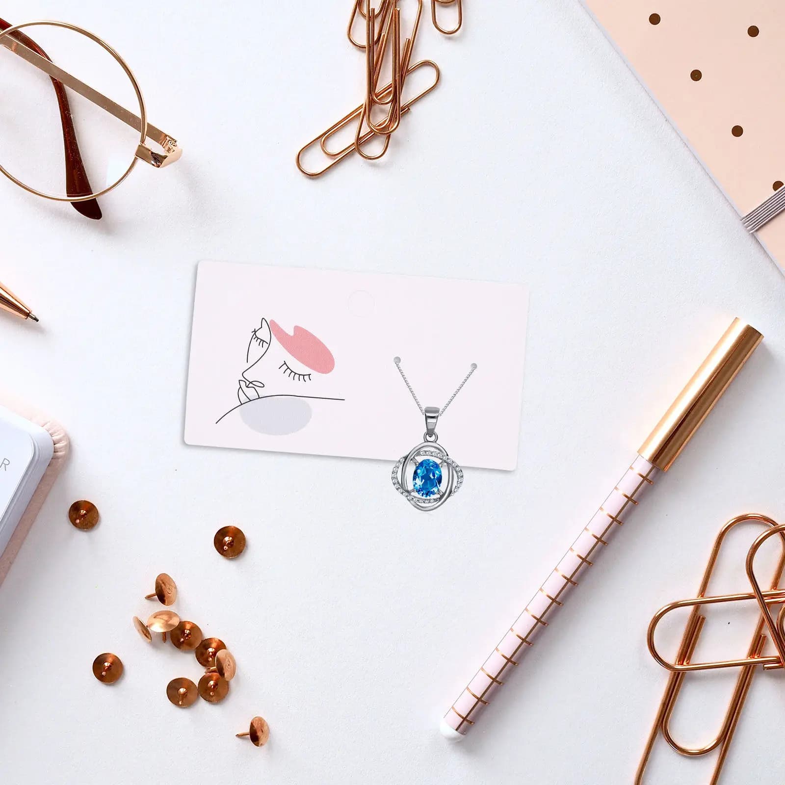 Set di 100 Cartoncini Espositori per Collane e Orecchini, Porta Gioielli in Carta per Etichette Regalo, Accessori per Confezioni Durevoli e Pratici