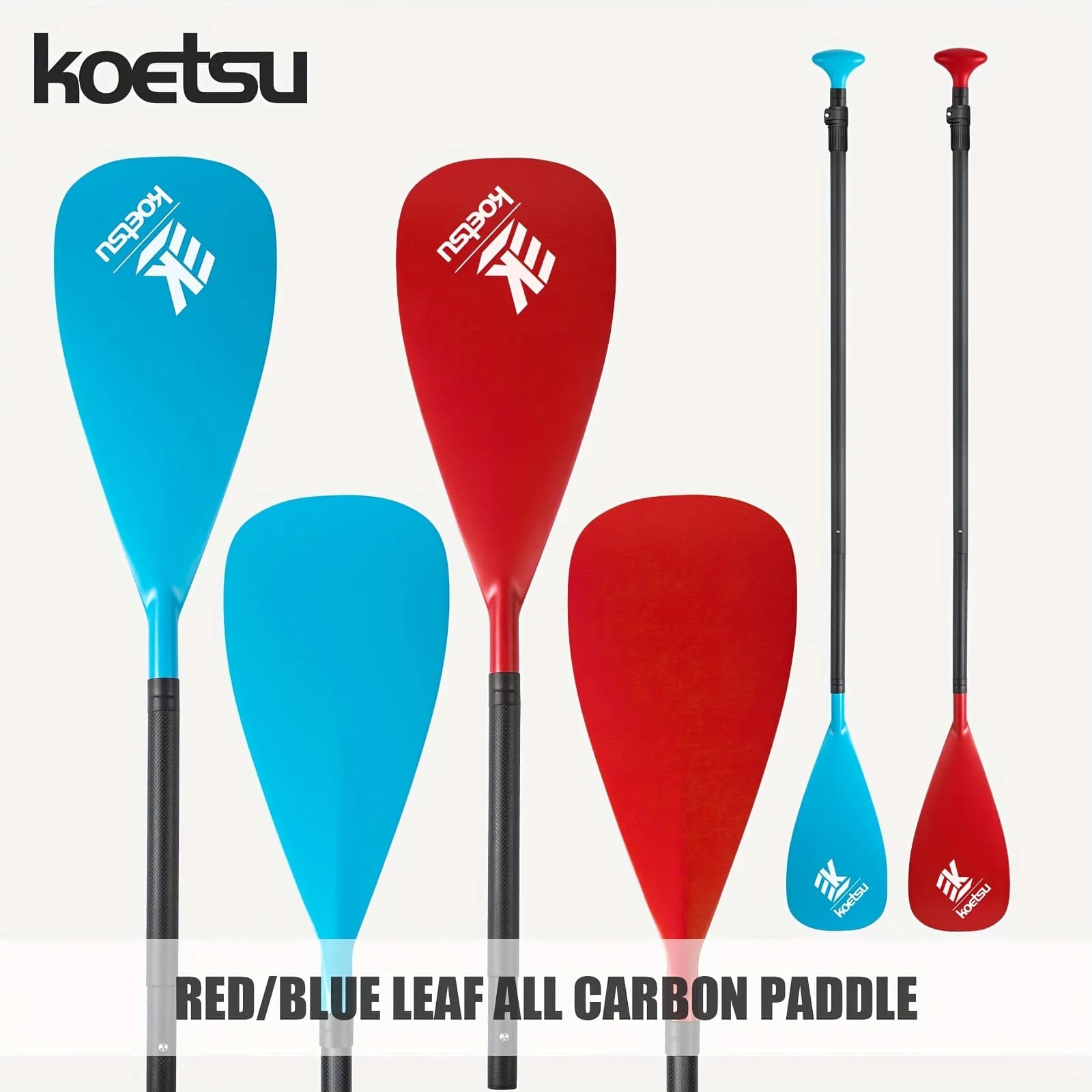 KOETSU pagaia tutta in fibra di carbonio rossa o blu, pagaia staccabile in fibra di carbonio SUP a tre sezioni,