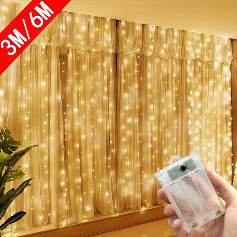 Luci a Tenda LED a Batteria 3/6M, Decorazione per Ramadan, Casa, San Valentino, Eid Mubarak, Matrimoni e Compleanni
