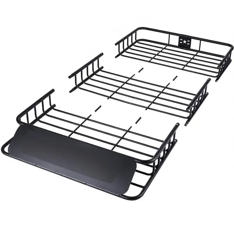 Car Top Luggage Crate 64" x 39" x 6" For Camping Road Trip Outdoor Adventure, 200 LBS Load Capacity Heavy-duty Alloy Steel Frame Universal SUV Truck Vehicle Storage Solution Extension Hardware Included