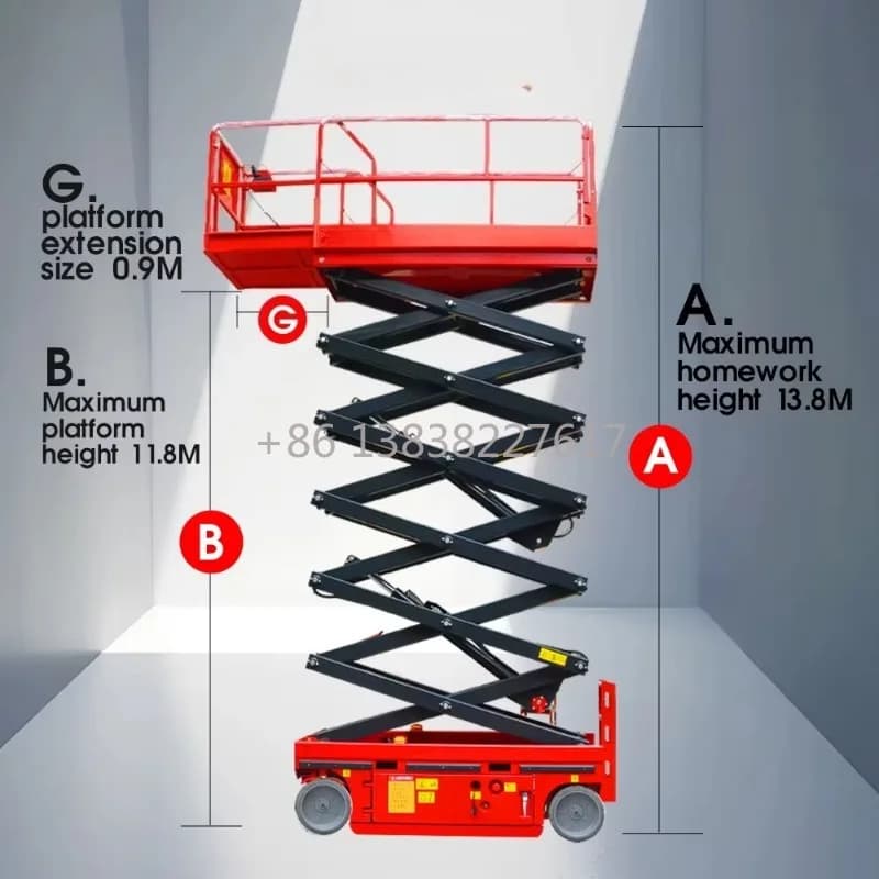 Tavolo Elevatore Verticale in Acciaio, Struttura Compatta, Sollevatore a Forbice Mobile 6M 8M 10M 12M 14M 16M 18M per Atri e Capannoni