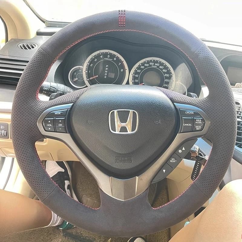 Per Honda Accord Euro 2008-2012 Acura TSX Wagon 2009-2014 Coprivolante per auto in pelle scamosciata resistente all'usura cucita a mano